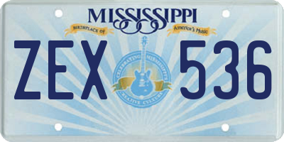 MS license plate ZEX536