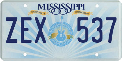 MS license plate ZEX537
