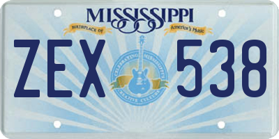 MS license plate ZEX538