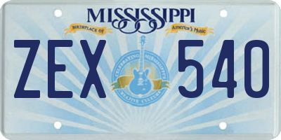 MS license plate ZEX540