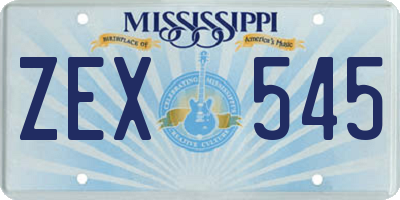 MS license plate ZEX545