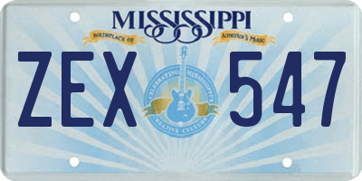 MS license plate ZEX547