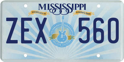 MS license plate ZEX560