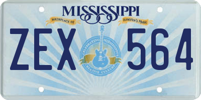 MS license plate ZEX564