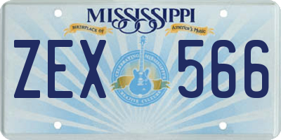MS license plate ZEX566