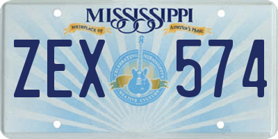 MS license plate ZEX574