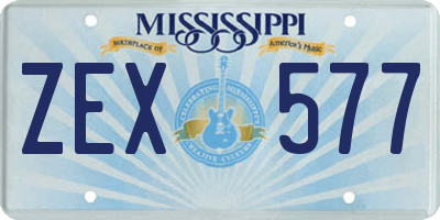 MS license plate ZEX577
