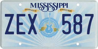 MS license plate ZEX587