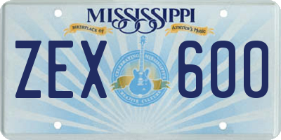 MS license plate ZEX600