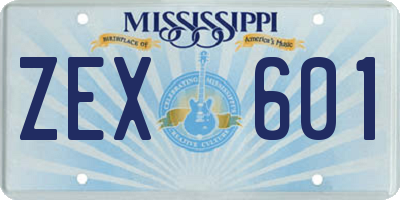 MS license plate ZEX601