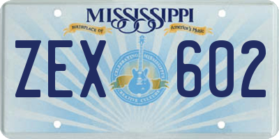 MS license plate ZEX602