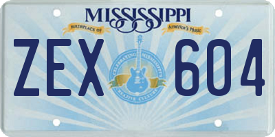 MS license plate ZEX604