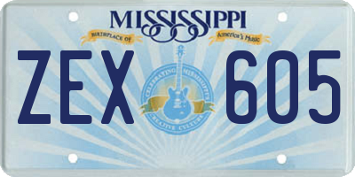 MS license plate ZEX605