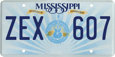 MS license plate ZEX607