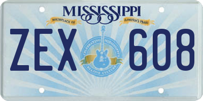 MS license plate ZEX608