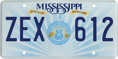 MS license plate ZEX612