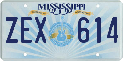 MS license plate ZEX614