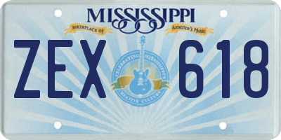 MS license plate ZEX618