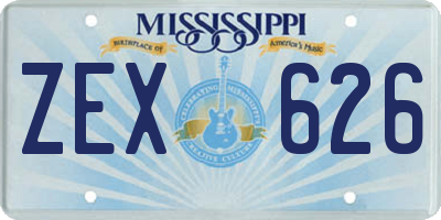 MS license plate ZEX626