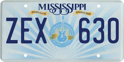 MS license plate ZEX630