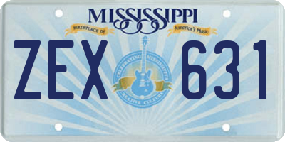 MS license plate ZEX631