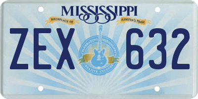 MS license plate ZEX632