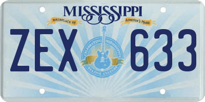MS license plate ZEX633