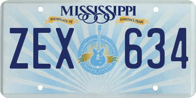 MS license plate ZEX634