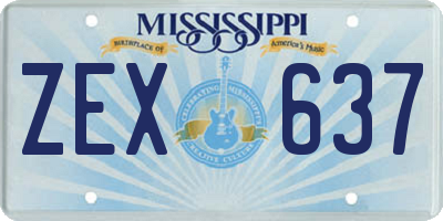 MS license plate ZEX637