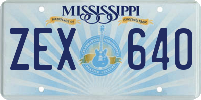 MS license plate ZEX640
