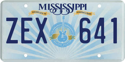 MS license plate ZEX641