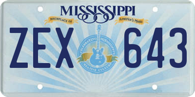 MS license plate ZEX643