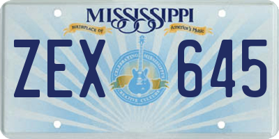 MS license plate ZEX645