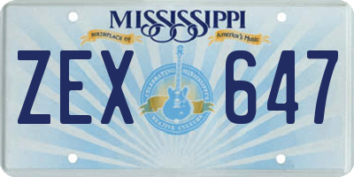 MS license plate ZEX647