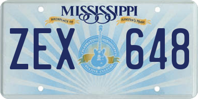 MS license plate ZEX648
