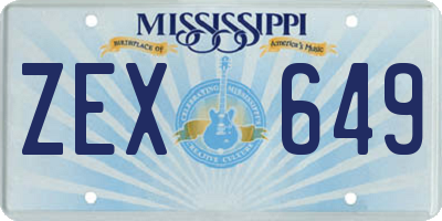 MS license plate ZEX649