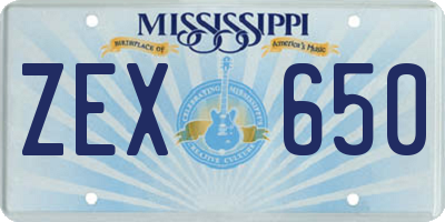 MS license plate ZEX650