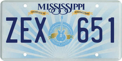 MS license plate ZEX651