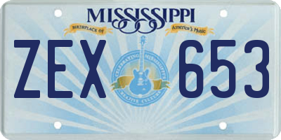MS license plate ZEX653