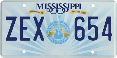 MS license plate ZEX654