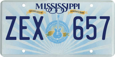 MS license plate ZEX657