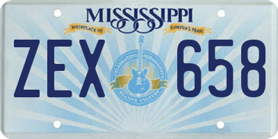 MS license plate ZEX658