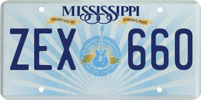 MS license plate ZEX660
