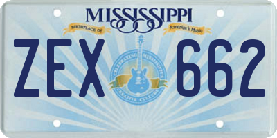 MS license plate ZEX662