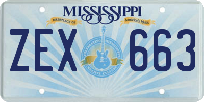 MS license plate ZEX663