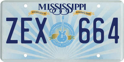MS license plate ZEX664