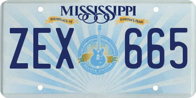 MS license plate ZEX665