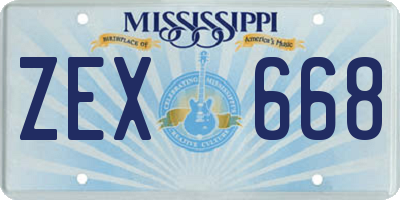 MS license plate ZEX668