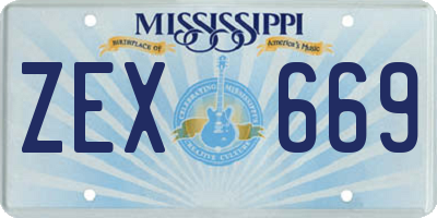 MS license plate ZEX669