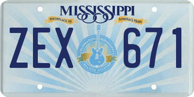 MS license plate ZEX671